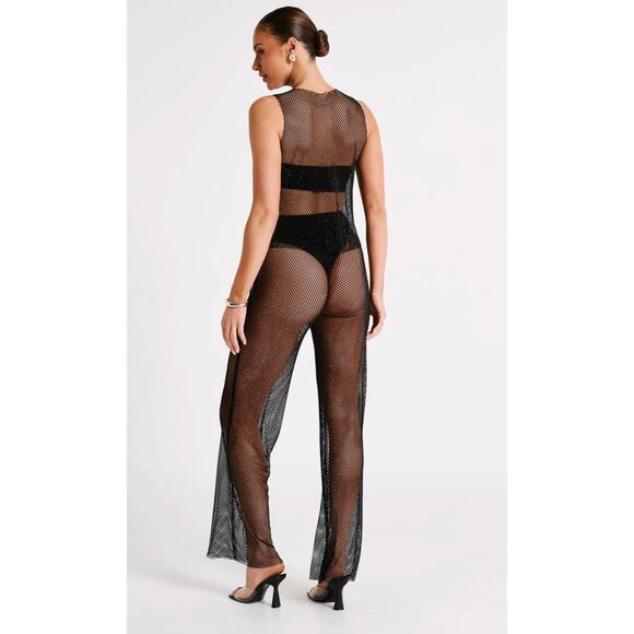 MESHKI Emerson Diamante Mesh Pant - S - Picture 4 of 5